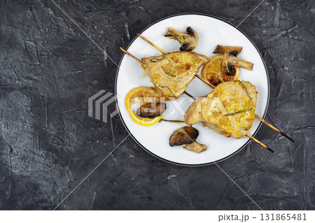 Fish skewers tuna. 131865481