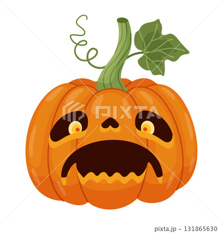 Halloween pumpkin, Jack o' lantern. Hand drawn trendy flat style. 131865630