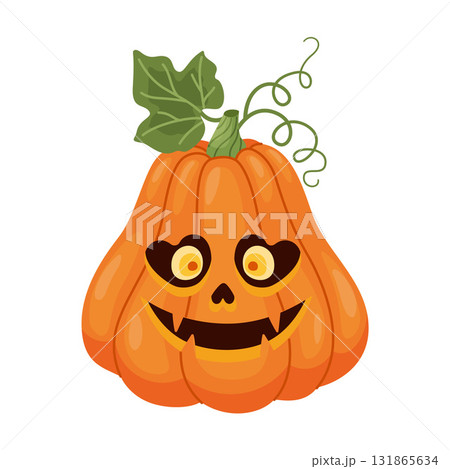 Halloween pumpkin, Jack o' lantern. Hand drawn trendy flat style. Halloween pumpkin, Jack o' lantern. Hand drawn trendy flat style. 131865634