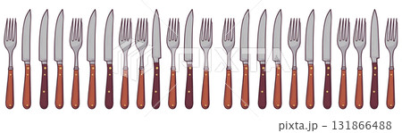 白背景にナイフとフォークのバナー素材イラスト 131866488