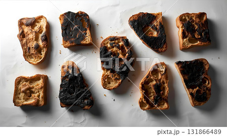 黒焦げになったパン 131866489