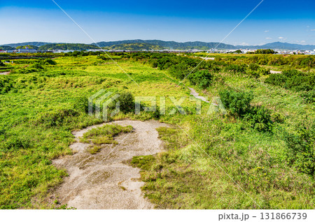 木津川風景　新木津川大橋からの眺め　京都府八幡市 131866739