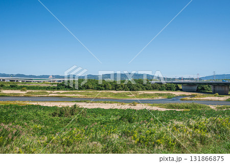 木津川風景　京都府京田辺市　城陽市 131866875