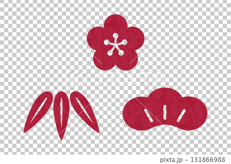 松樹、竹子和李子的日式插圖 紅色日本紙質地 向量 松樹、竹子和李子的日式插圖 紅色日本紙質地 向量 131866988