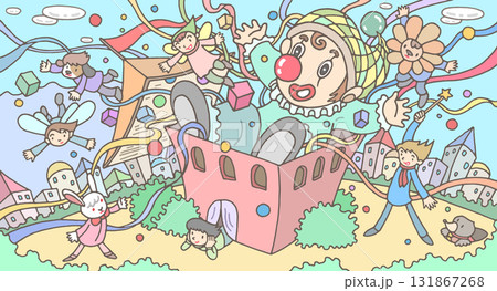 メルヘン・ファンタジー - ピエロ・ビックリ箱・街並み・人々 131867268