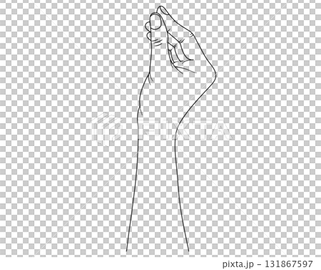 Line drawing illustration of a hand pinching with fingers vector material Line drawing illustration of a hand pinching with fingers vector material 131867597