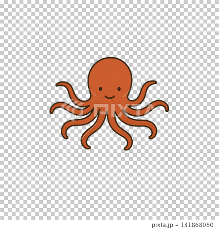 タコのカラーアイコン、軟体、動物、イラスト、素材、背景なし、資料作り 131868080