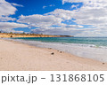 Scenic coastline at Port Willunga with turquoise water and white clouds 131868105