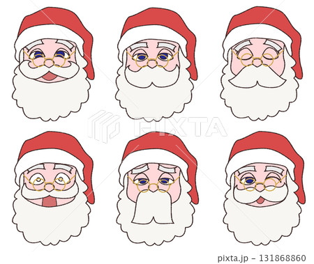 サンタクロースの表情イラストセット サンタクロースの表情イラストセット 131868860