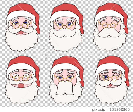 サンタクロースの表情イラストセット サンタクロースの表情イラストセット 131868860