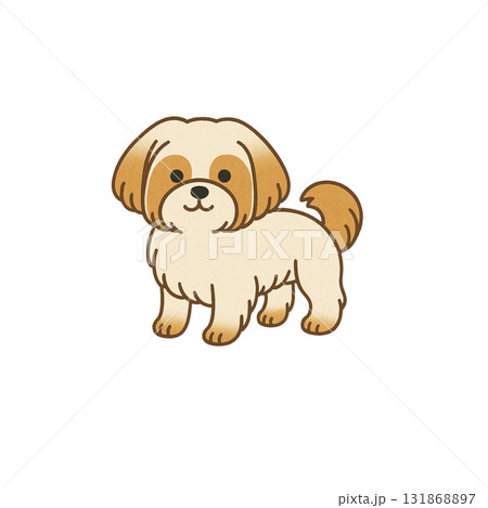 シーズーのカラーアイコン、犬、動物、イラスト、素材、背景なし、資料作り 131868897