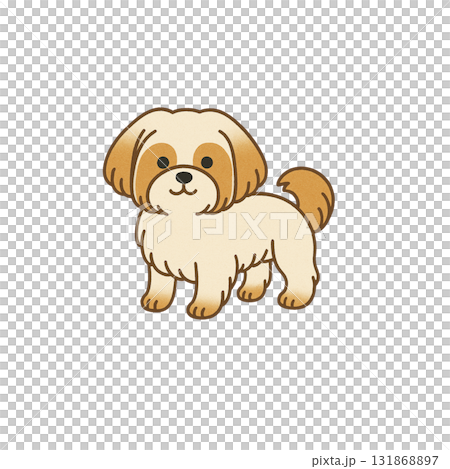 シーズーのカラーアイコン、犬、動物、イラスト、素材、背景なし、資料作り 131868897