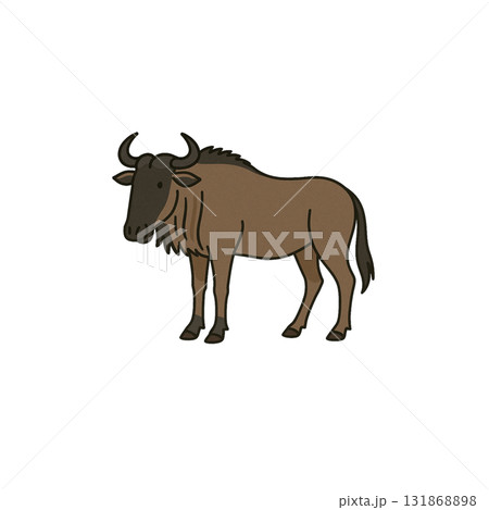 ヌーのカラーアイコン、動物、イラスト、素材、背景なし、資料作り 131868898
