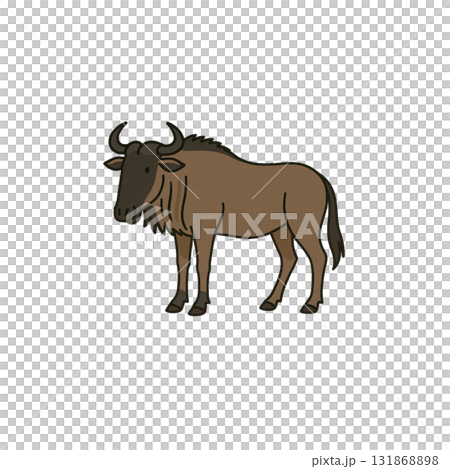 ヌーのカラーアイコン、動物、イラスト、素材、背景なし、資料作り 131868898