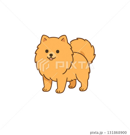 ポメラニアンのカラーアイコン、動物、イラスト、素材、背景なし、資料作り 131868900
