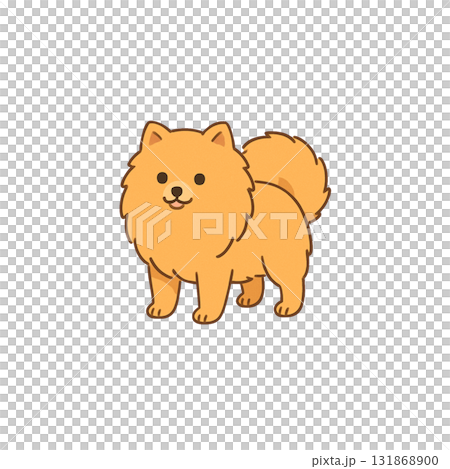 ポメラニアンのカラーアイコン、動物、イラスト、素材、背景なし、資料作り 131868900