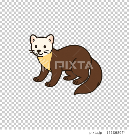 テンのカラーアイコン、動物、イラスト、素材、背景なし、資料作り 131868974