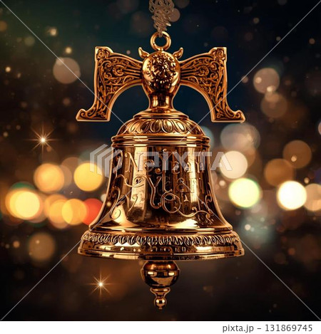 光り輝く背景と金色のベル 131869745