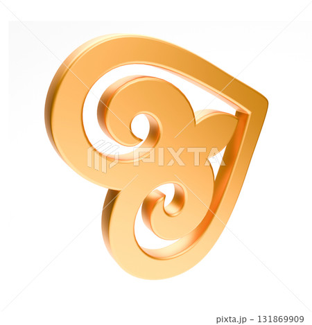 Golden heart with ornament 3-7 131869909