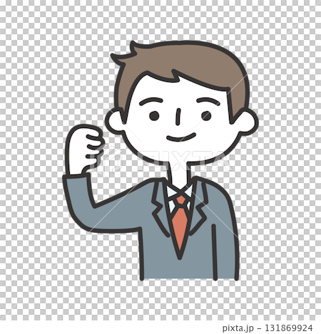  Businessman who plays guts pose 131869924