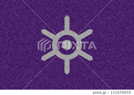 The official flag of Tokyo, the capital of Japan, on fabric texture. Conceptual collage. Illustration 131870059