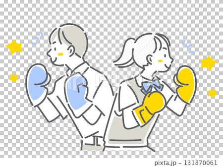 A simple and stylish line drawing of a high school student confidently taking an entrance exam A simple and stylish line drawing of a high school student confidently taking an entrance exam 131870061