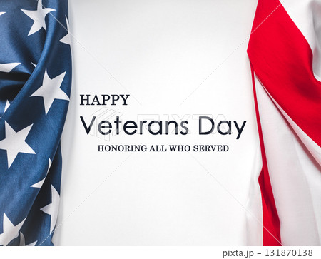 Veterans Day. American Flag and congratulatory inscription 131870138