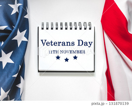Veterans Day. American Flag and congratulatory inscription Veterans Day. American Flag and congratulatory inscription 131870139