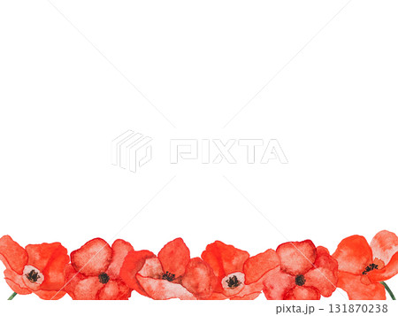 Greeting card with painted poppies. National holiday 131870238