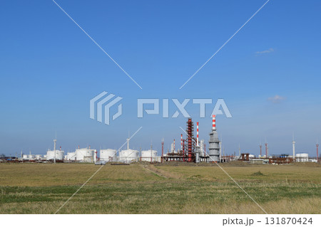 Distillation columns, pipes and other equipment furnaces refinery. 131870424