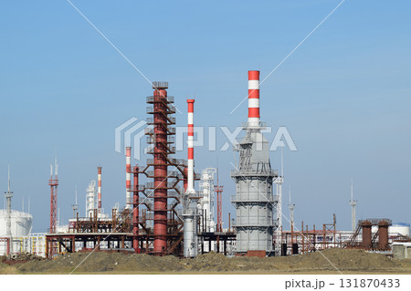 Distillation columns, pipes and other equipment furnaces refinery. 131870433