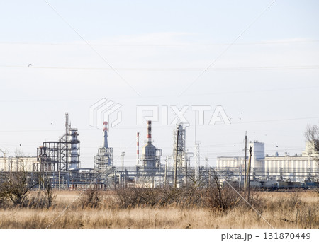 Distillation columns, pipes and other equipment furnaces refinery. Distillation columns, pipes and other equipment furnaces refinery. 131870449