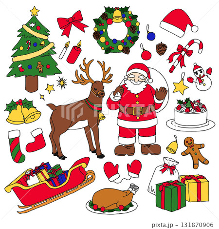 クリスマスのイラストセット クリスマスのイラストセット 131870906