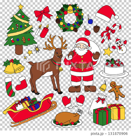 クリスマスのイラストセット クリスマスのイラストセット 131870906
