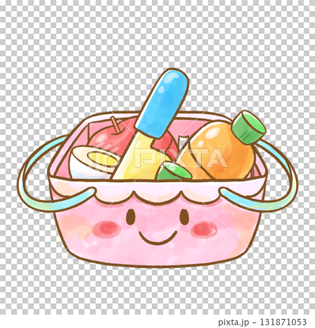 笑っているおままごとセット/水彩風キャラクターイラスト 131871053