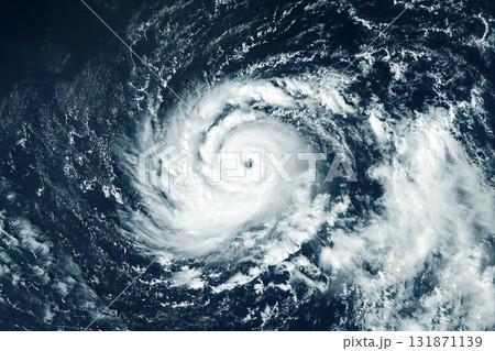 Hurricane from space, atmospheric cyclone. Elements of this image furnished by NASA 131871139