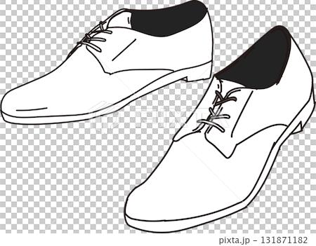 Men's luxury leather shoes_black and white line drawing 131871182