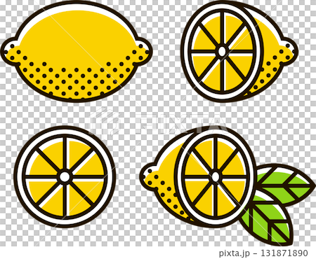 Retro lemon icon set Retro lemon icon set 131871890
