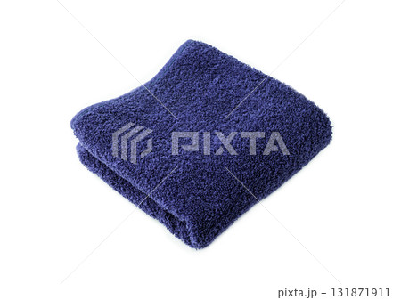 Folded bath towels isolated on white background 131871911
