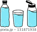 Cartoon water glass and bottles drawing 131871938