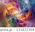 カラフルな渦巻きが広がる抽象的背景 131872304