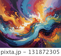 カラフルな渦巻きが広がる抽象的背景 131872305