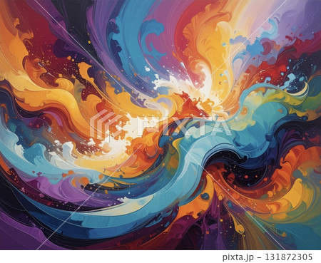 カラフルな渦巻きが広がる抽象的背景 カラフルな渦巻きが広がる抽象的背景 131872305