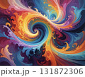 カラフルな渦巻きが広がる抽象的背景 131872306