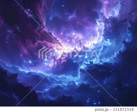 銀河の煌めきが広がる神秘的な宇宙背景 銀河の煌めきが広がる神秘的な宇宙背景 131872319