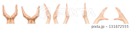 Set of hand gestures holding something, isolated on transparent background Set of hand gestures holding something, isolated on transparent background 131872555