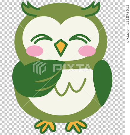 Various expressions of an owl (green)_hehehe Various expressions of an owl (green)_hehehe 131872613
