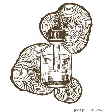jar with wood essential oil. aromatherapy, medicine. vector illustration in sketch style jar with wood essential oil. aromatherapy, medicine. vector illustration in sketch style 131872672