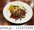 豚ロース肉のローストバルサミコソース温野菜添え 131872696