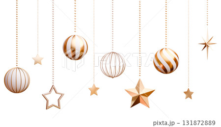 3D素材_クリスマスオーナメント_ゴールド 3D素材_クリスマスオーナメント_ゴールド 131872889